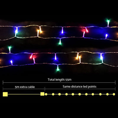 Jingle Jollys 50M Christmas String Lights 500LED Multi Colour Payday Deals