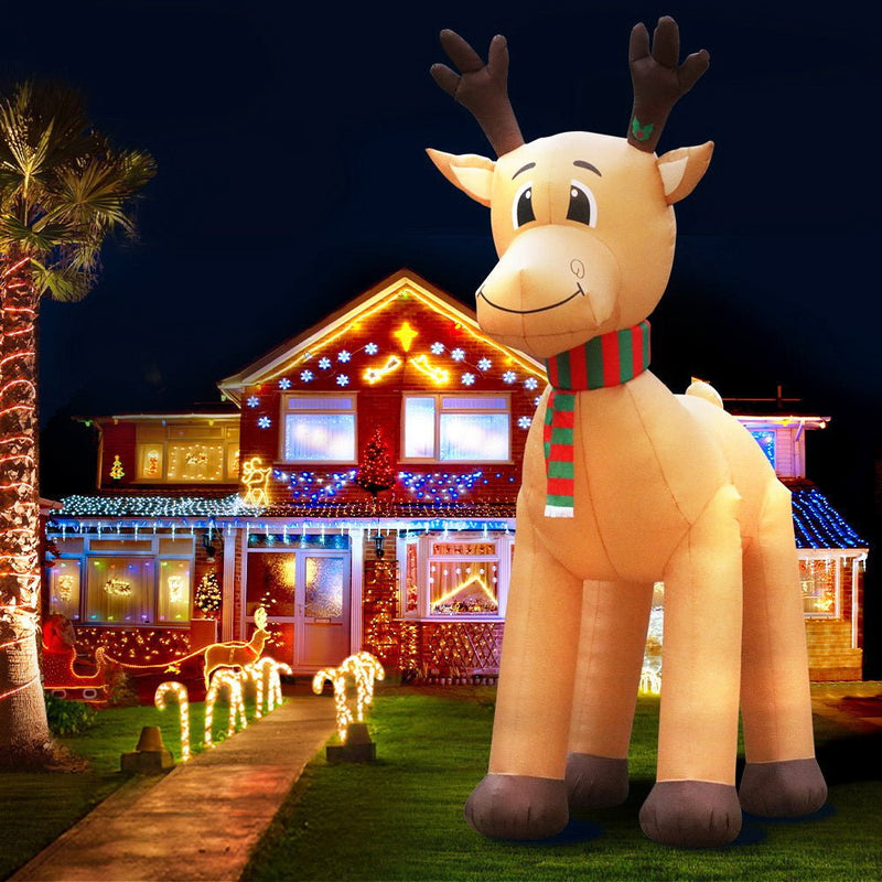 Jingle Jollys 5M Christmas Inflatable Reindeer Giant Deer Air-Power Light Inside Payday Deals