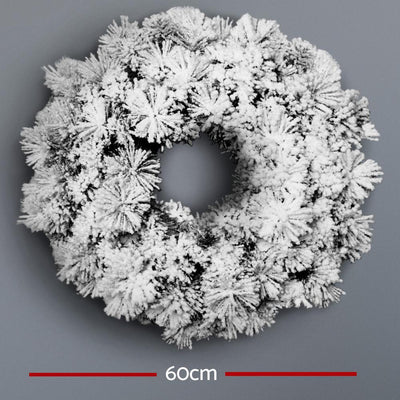 Jingle Jollys 60cm Christmas Snow Wreath