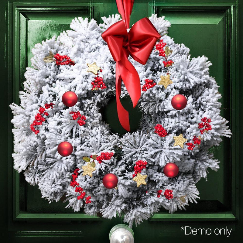 Jingle Jollys 60cm Christmas Snow Wreath