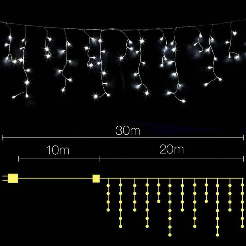 Jingle Jollys 800 LED Christmas Icicle Lights Cold White Payday Deals