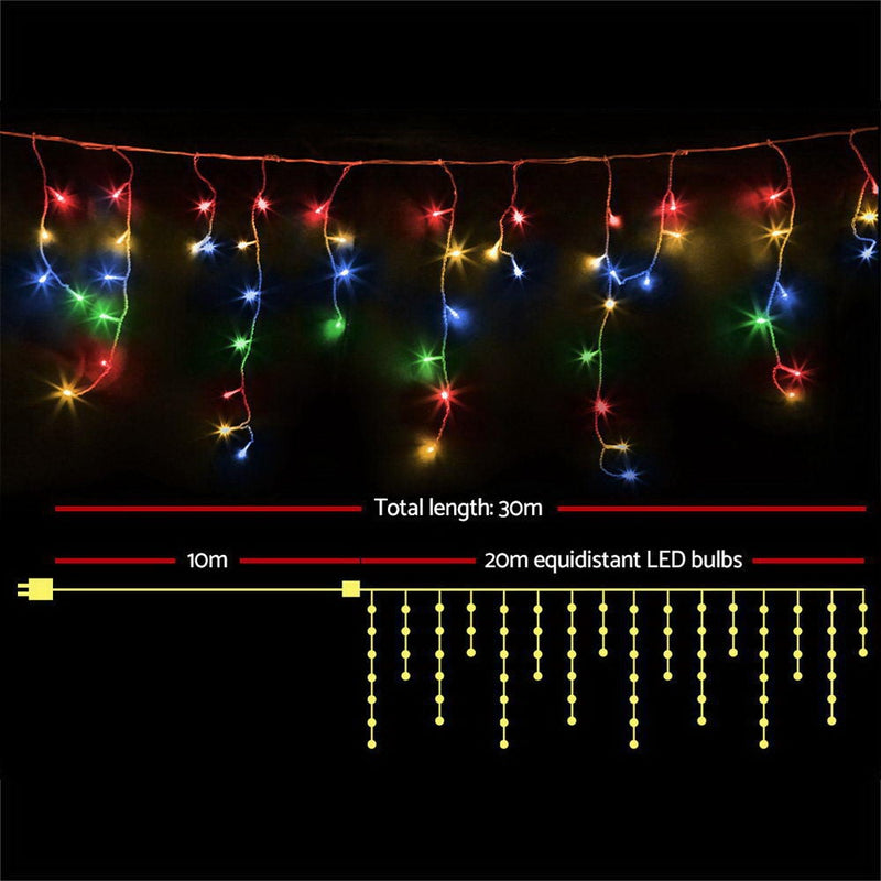 Jingle Jollys 800 LED Christmas Icicle Lights Mutlicolour Payday Deals