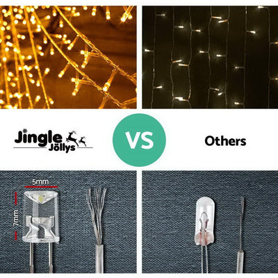 Jingle Jollys 800 LED Christmas Icicle Lights Warm White Payday Deals