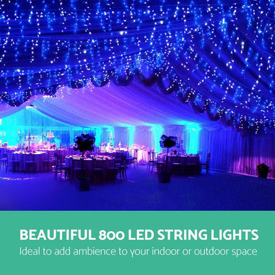 Jingle Jollys 800 LED Christmas Icicle Lights White and Blue Payday Deals