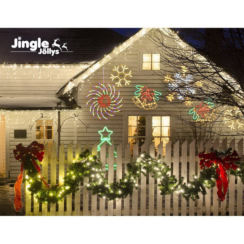 Jingle Jollys Christmas Motif Lights LED Spinner Light Waterproof Colourful Payday Deals