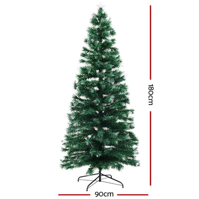 Jingle Jollys Christmas Tree 1.8M 6FT LED Xmas Multi Colour Lights Optic Fibre Payday Deals