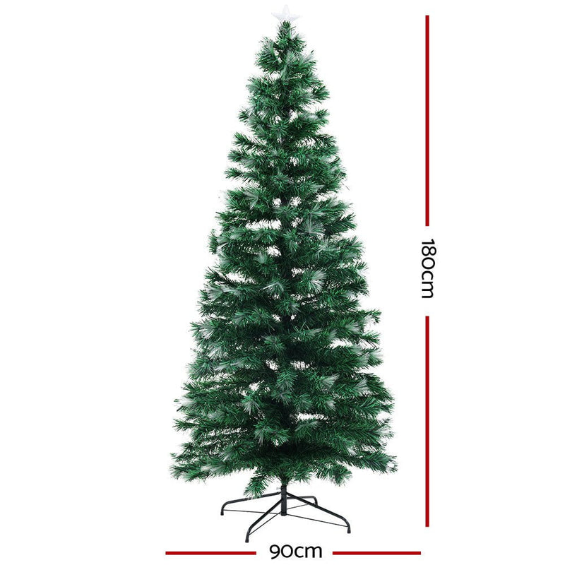 Jingle Jollys Christmas Tree 1.8M 6FT LED Xmas Multi Colour Lights Optic Fibre Payday Deals