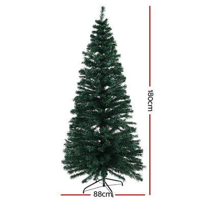 Jingle Jollys Christmas Tree 1.8M LED Xmas trees Optic Fibre Warm White Payday Deals