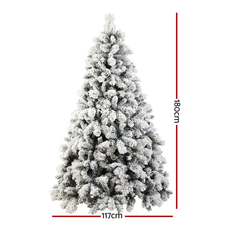 Jingle Jollys Christmas Tree 1.8M Xmas Tree with 350 LED Lights Snowy Tips Payday Deals