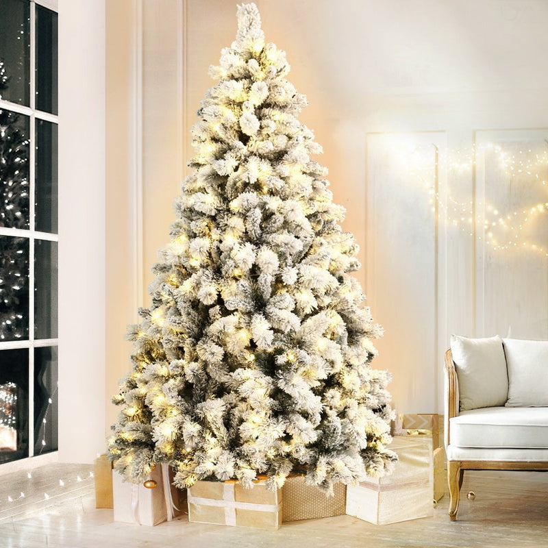 Jingle Jollys Christmas Tree 1.8M Xmas Tree with 350 LED Lights Snowy Tips Payday Deals
