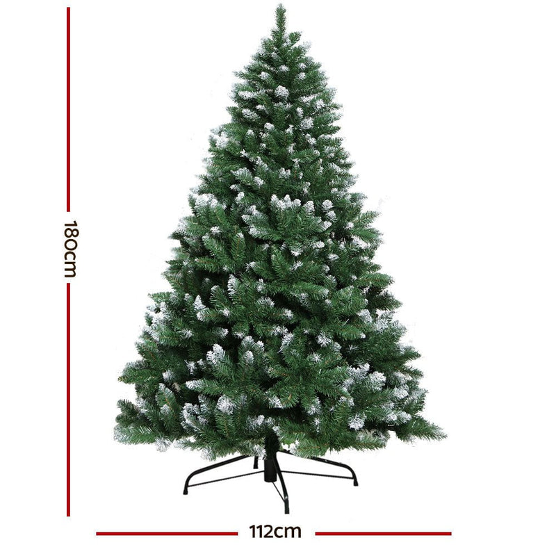 Jingle Jollys Christmas Tree 1.8M Xmas Trees Decorations Snowy Green 800 Tips Payday Deals