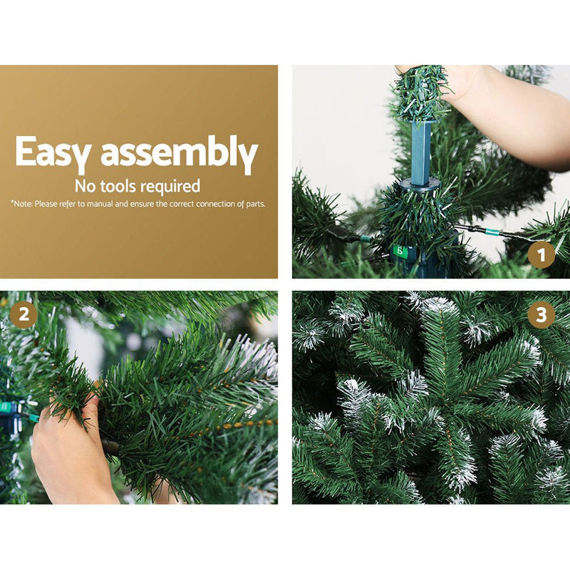 Jingle Jollys Christmas Tree 1.8M Xmas Trees Decorations Snowy Green 800 Tips Payday Deals