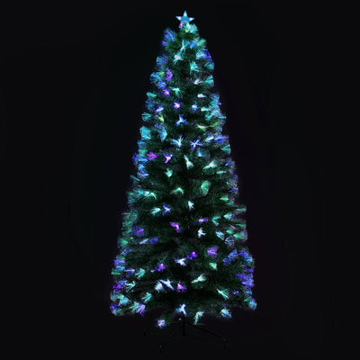 Jingle Jollys Christmas Tree 2.1M 7FT LED Xmas Multi Colour Lights Optic Fibre Payday Deals