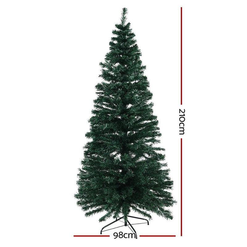 Jingle Jollys Christmas Tree 2.1M LED Xmas trees Optic Fibre Warm White Payday Deals