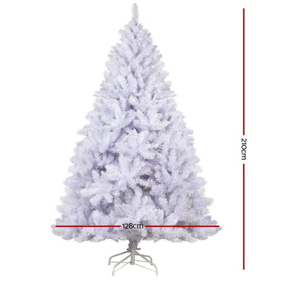 Jingle Jollys Christmas Tree 2.1M Xmas Trees Decorations White 1000 Tips Payday Deals