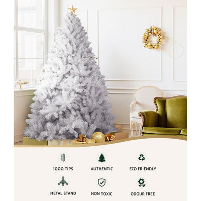 Jingle Jollys Christmas Tree 2.1M Xmas Trees Decorations White 1000 Tips Payday Deals