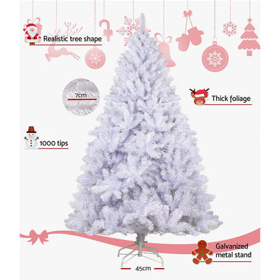 Jingle Jollys Christmas Tree 2.1M Xmas Trees Decorations White 1000 Tips Payday Deals