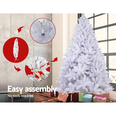 Jingle Jollys Christmas Tree 2.1M Xmas Trees Decorations White 1000 Tips Payday Deals