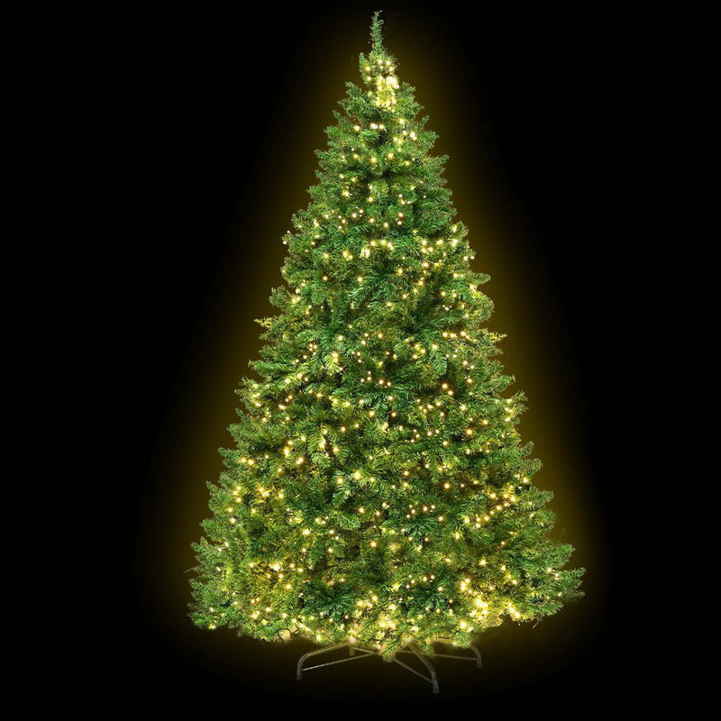 Jingle Jollys Christmas Tree 2.4M With 1488 LED Lights Warm White Green Payday Deals