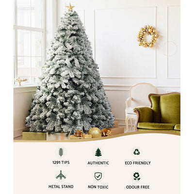 Jingle Jollys Christmas Tree 2.4M Xmas Trees Decorations Snowy 1291 Tips Payday Deals