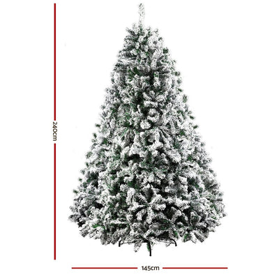 Jingle Jollys Christmas Tree 2.4M Xmas Trees Decorations Snowy 1500 Tips Payday Deals