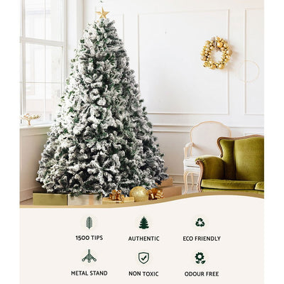 Jingle Jollys Christmas Tree 2.4M Xmas Trees Decorations Snowy 1500 Tips Payday Deals