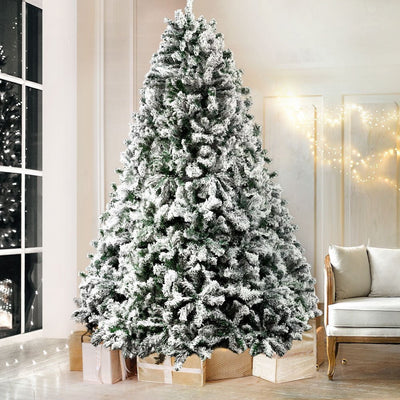 Jingle Jollys Christmas Tree 2.4M Xmas Trees Decorations Snowy 1500 Tips Payday Deals