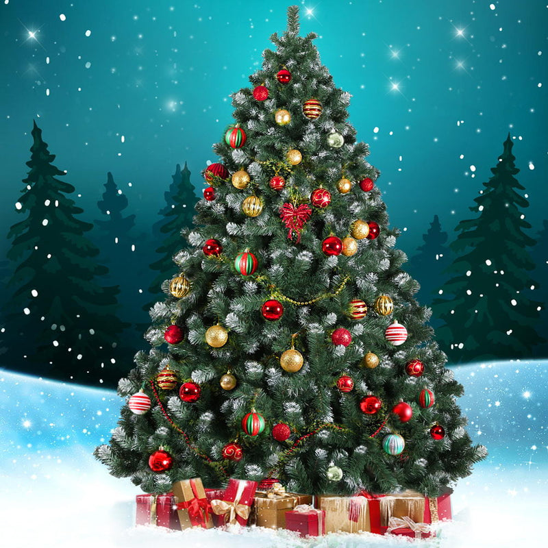 Jingle Jollys Christmas Tree 2.4M Xmas Trees Decorations Snowy 1500 Tips Payday Deals