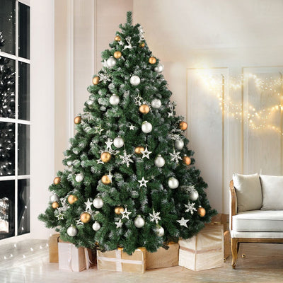 Jingle Jollys Christmas Tree 2.4M Xmas Trees Decorations Snowy 1500 Tips Payday Deals