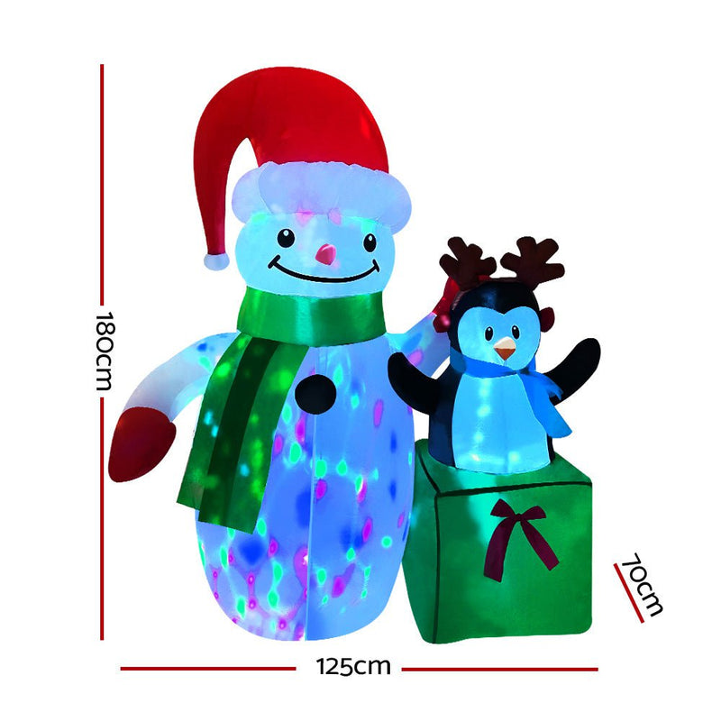 Jingle Jollys Inflatable Christmas 1.8M Snowman LED Lights Outdoor Decorations Payday Deals