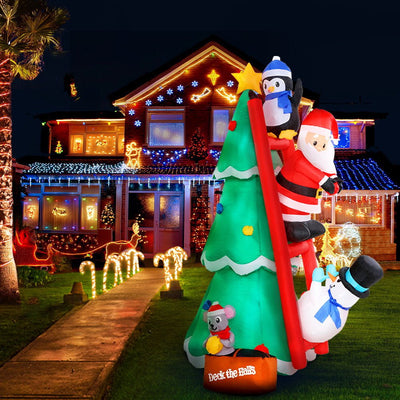 Jingle Jollys Inflatable Christmas Tree Santa 1.8M Decorations Outdoor LED Light Payday Deals