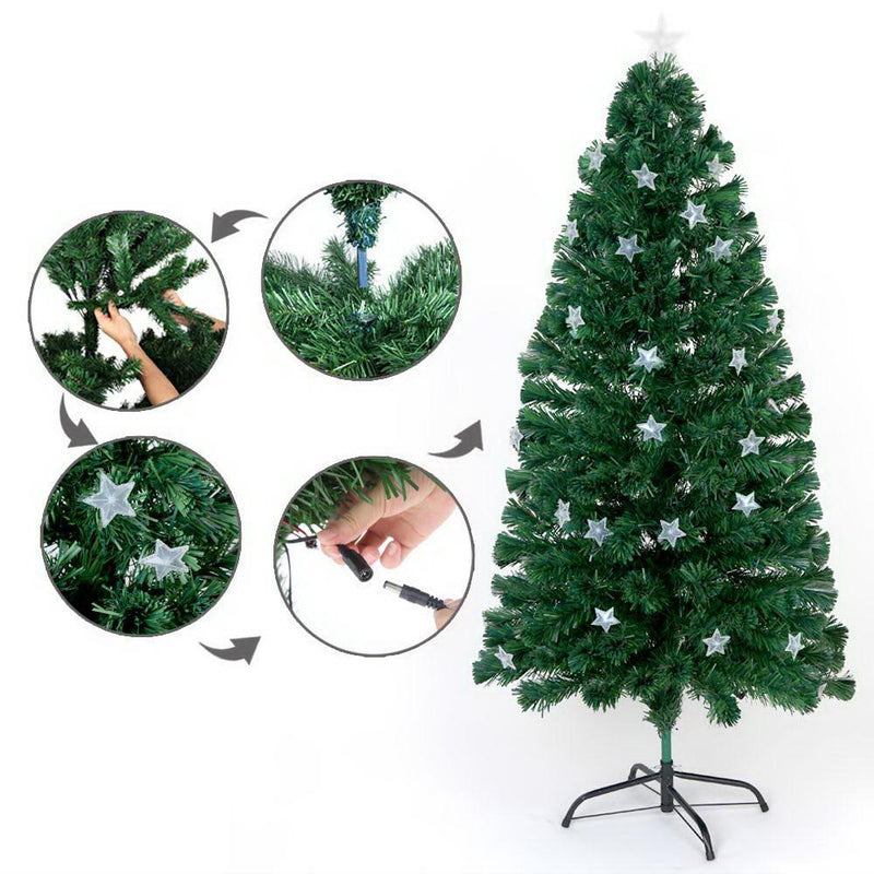 Jingle Jollys Christmas Tree 1.2M LED Xmas trees with Lights Multi Colour Payday Deals