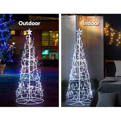 Jingle Jollys 1.85M LED Christmas Tree Lights Xmas 322 LED Cold White Optic Fiber Payday Deals