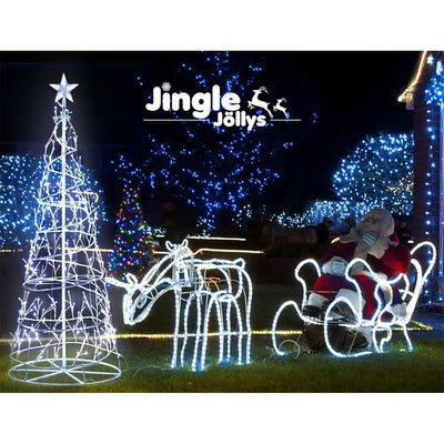Jollys 1.85M LED Christmas Tree Lights Xmas 322 LED Cold White Optic Fiber