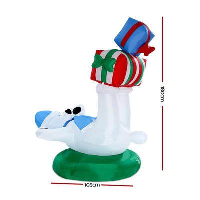 Jollys 1.8m Christmas Inflatable Polar Bear Lights Decoration Airblown