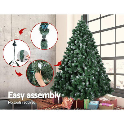 Jollys 2.1M 7FT Christmas Tree Xmas Decorations Green Snowy Home Decor Bonus Bag
