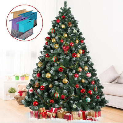 Jollys 2.1M 7FT Christmas Tree Xmas Decorations Green Snowy Home Decor Bonus Bag
