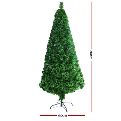 Jollys 2.1M Christmas Tree LED Xmas Fibre Optic Decorations 7FT Home Decor Multi Colour Lights