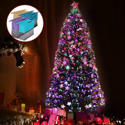 Jollys 2.4M 8FT LED Christmas Tree Xmas Fibre Optic Multi Colour Lights Bonus Bag