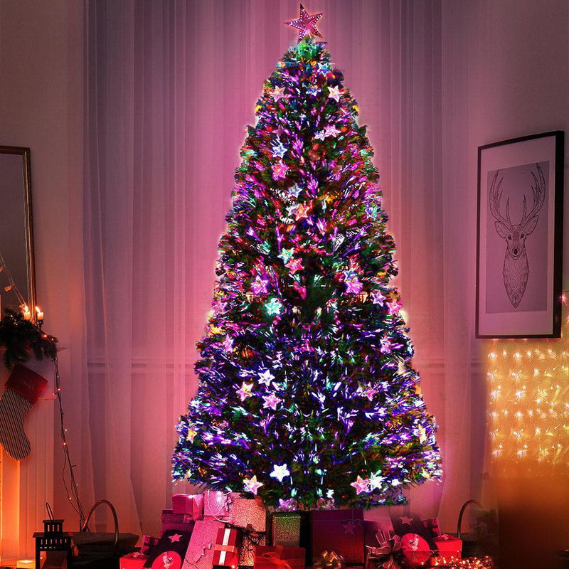 Jollys 2.4M 8FT LED Christmas Tree Xmas Optic Fiber Multi Colour Lights