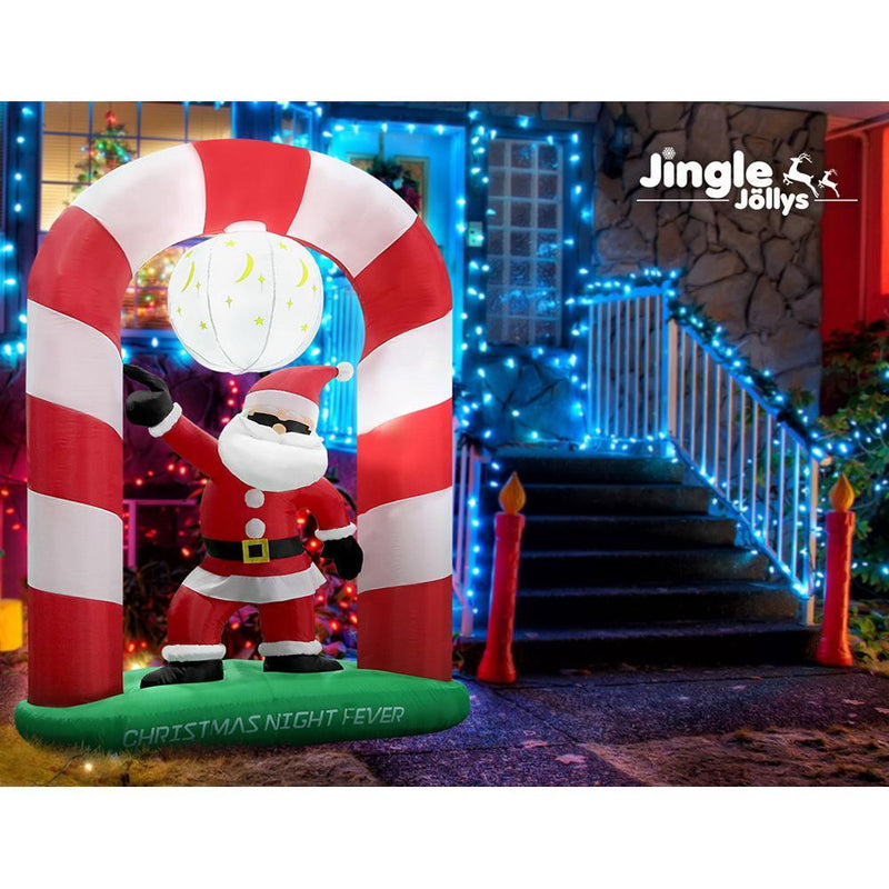 Jollys 2.4m Christmas Inflatable Disco Santa Lights Xmas Decoratopm