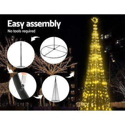 Jollys 5M Christmas Tree LED Lights Warm White Xmas Fibre Optic Decorations Bonus Bag
