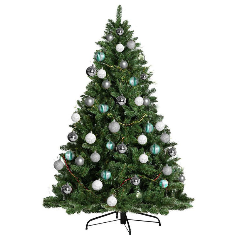 Jollys 7FT 2.1M Christmas Tree Baubles Balls Xmas Decorations Green Home Decor 1000 Tips Green Silver