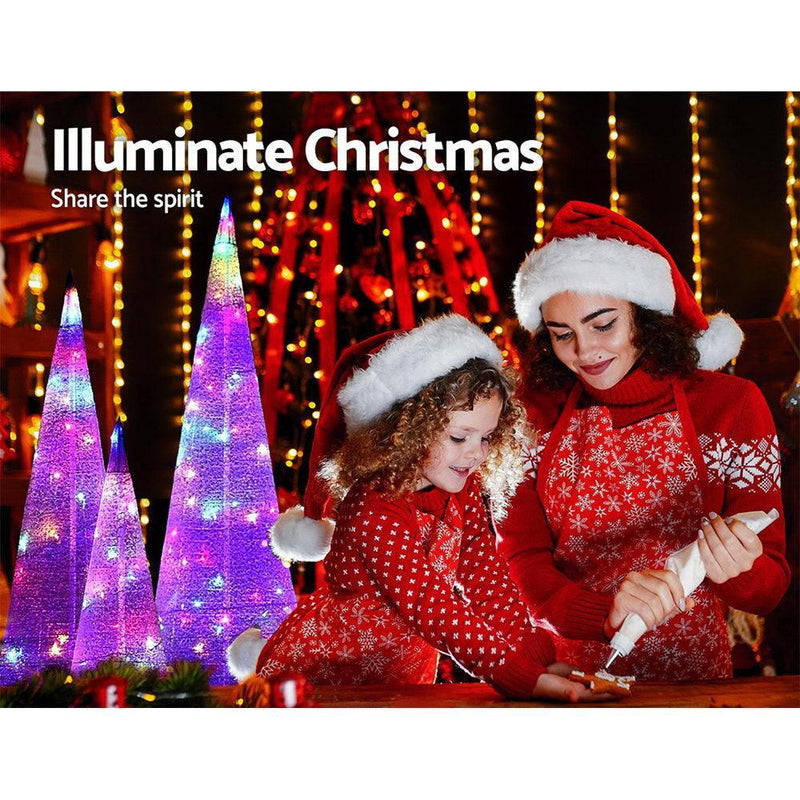 Jollys Christmas Motif Lights Foldable Cone Set 120 LED Fairy Outdoor