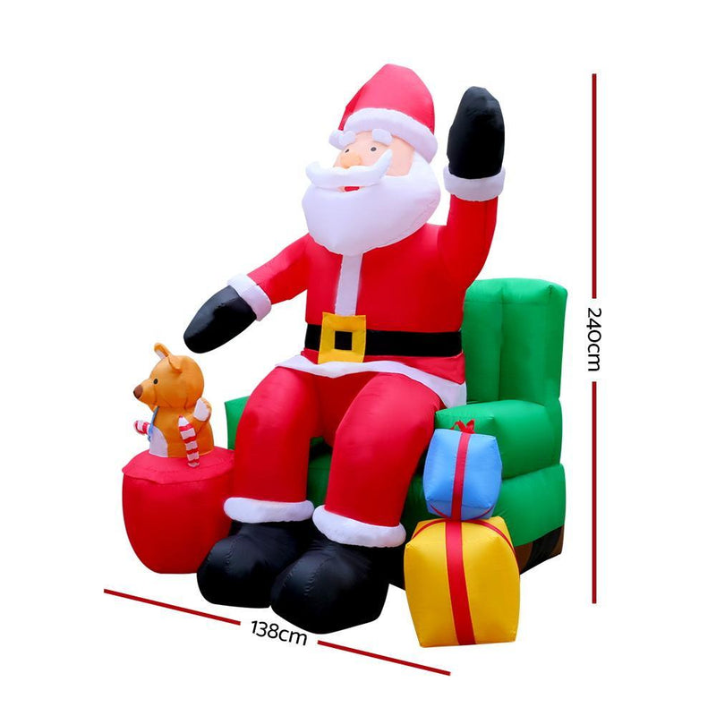 Jollys Inflatable Christmas Santa Decoration 2.4m Lights Xmas Airblown