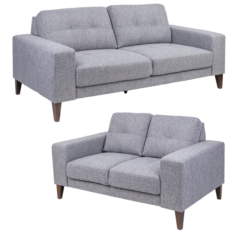 Juliet 2 + 3 Seater Sofa Set Soft Fabric Uplholstered Lounge Couch Grey Payday Deals