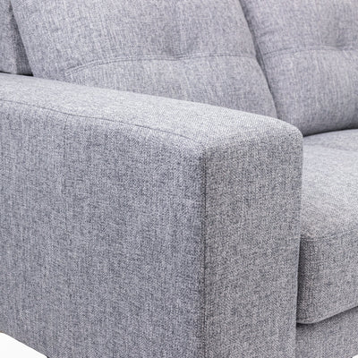 Juliet 2 Seater Sofa Soft Fabric Uplholstered Lounge Couch with LHF Chaise Grey Payday Deals