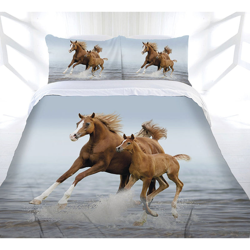 Just Home Frolicking Horse Quilt Cover Set Queen Payday Deals