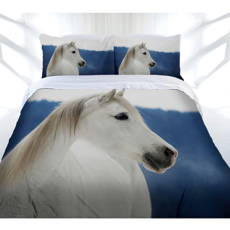 Just Home Snowy Horse Quilt Cover Set Queen Payday Deals