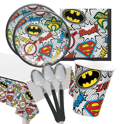 Justice League- 16 Guest Small Deluxe Tableware Pack Payday Deals